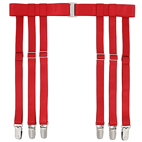 GARGALA Strumpfband-Gürtel für Damen, Einfachheit, sexy Strümpfe, Strumpfhalter für Strüpfe mit 6 Metallclips, Red 6-strap With Suspender Clips, Einheitsgröße von GARGALA