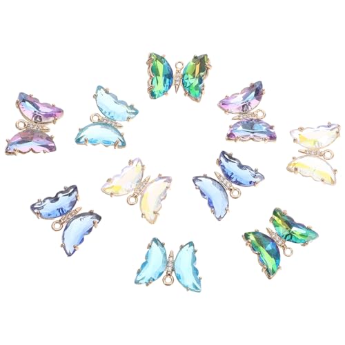GARIOUANS 10 Stück Butterfly -Anhängerzubehör Schmuckanhänger Masse Charmarmband Schmuckanhänger für Armbänder Schmetterlings -Strass -Zauberanhänger Schmetterlingsanhänger Schmuckbrand Glas von GARIOUANS