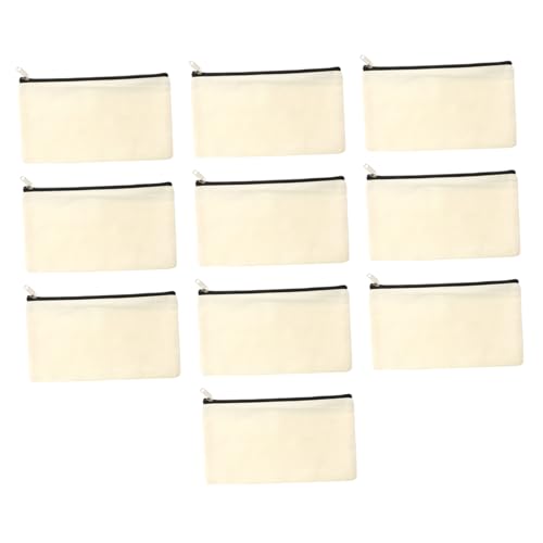 GARIOUANS 10 Stück Teiliges Canvas Federmäppchen mit Reißverschluss Leere Kosmetiktaschen aus Robustem Segeltuch Multifunktionale Reise und Schminkbeutel für Schüler und DIY Bemalung von GARIOUANS