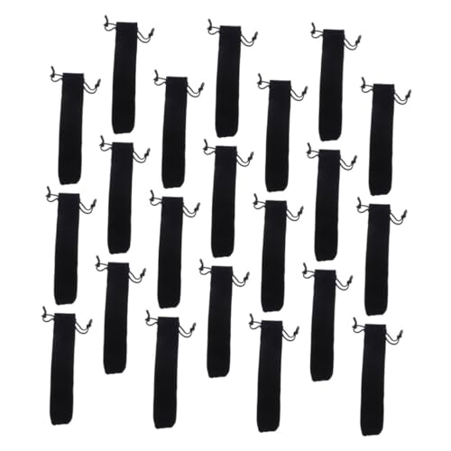 GARIOUANS 100 Stück Teiliges Schwarzes Samt Zugband Etui Leichter Kompakter Stiftebeutel Samtweiches Modisches Federmäppchen für Praktische Aufbewahrung und Geschenkidee von GARIOUANS