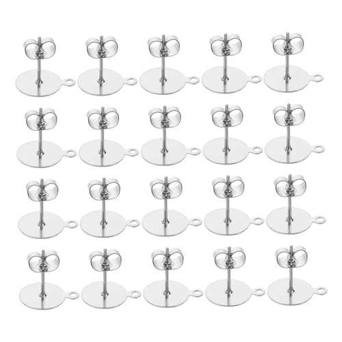 GARIOUANS 100sätze Ohrstecker Mit Sicherheitsverschlüssen Aus Edelstahl Flache Runde Ohrstecker Mit Stoppern Zubehör Für Schmuckherstellung Bastelbedarf von GARIOUANS