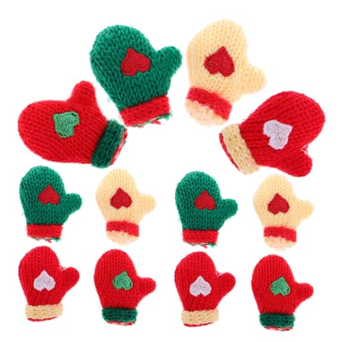 GARIOUANS 16 Stück Teiliges Mini Weihnachtsstrickhandschuhe Handgefertigte DIY Handschuhe für Miniaturhaus Dekoration Wiederverwendbar Niedliche Miniatur Handschuhe für Bastelprojekte und von GARIOUANS