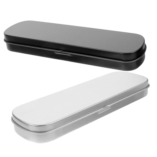 GARIOUANS 2 Stück Metall Stiftebox Teilig Robuste Kratzfeste Aufbewahrungsbox mit Deckel für Büro Schule und Zuhause Stiftehalter für Füller Kugelschreiber Marker Organizer von GARIOUANS