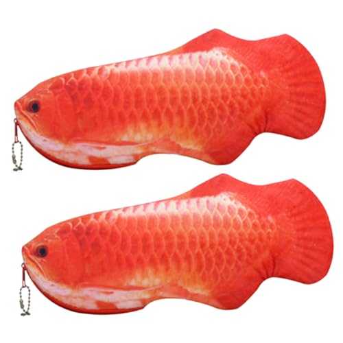 GARIOUANS 2 Stück Plüsch Federmäppchen Cartoon Goldfisch Design Großes Fassungsvermögen Weiches Material Vielseitiger Stiftehalter für Schule Büro von GARIOUANS