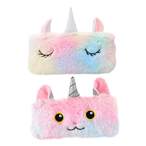 GARIOUANS 2 Stück Plüsch Federmäppchen Einhorn Design Tragbare Stifttasche für Schüler Große Kapazität Mit Reißverschluss für Schreibwaren und Kleine Utensilien von GARIOUANS