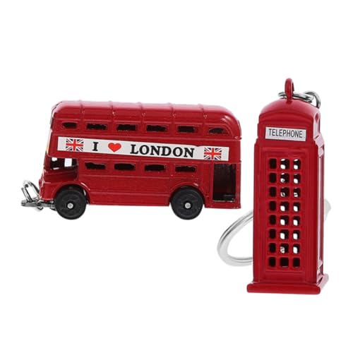 GARIOUANS 2 Stück Teiliges England Schlüsselanhänger aus Stabilem Zinklegierung mit Britischem Doppeldeckerbus und Telefonzellen Motiv Dekorativer Anhänger für Schlüssel Rucksack und von GARIOUANS