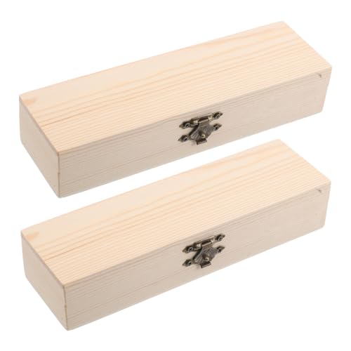 GARIOUANS 2 Stück Unlackierte Holzstiftebox mit Scharnierdeckel Robuster Langlebiger Bleistiftkasten für Schüler Kreative DIY Malprojekte Praktische Aufbewahrung für Schreibwaren von GARIOUANS