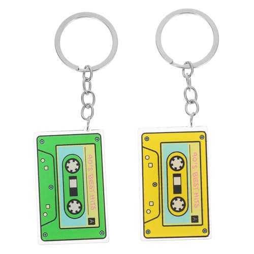 GARIOUANS 2 Stücke Retro Schlüsselanhänger Doppelseitiger Kassettenanhänger Farbbeständig Leicht Tragbar Modischer Vintage Druck für Damen Taschen und Schlüsselbund von GARIOUANS