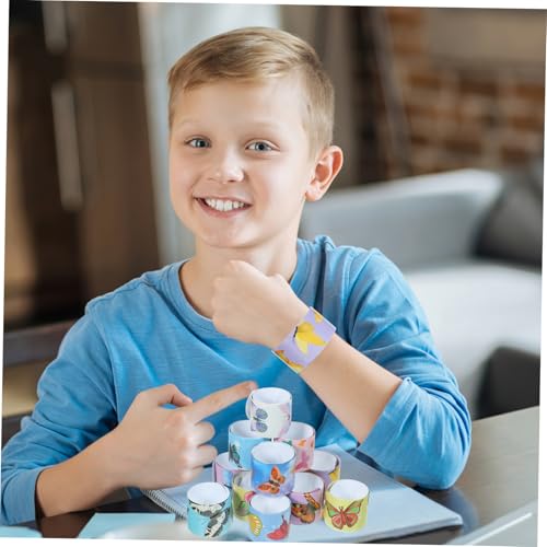 GARIOUANS 24 Stück Teiliges Schnapparmband mit Schmetterlingsmotiven Leichte Stahlkonstruktion Farbintensive Slap Armbänder für Geburtstagsfeiern Party Mitgebsel und Geschenkfüllungen von GARIOUANS