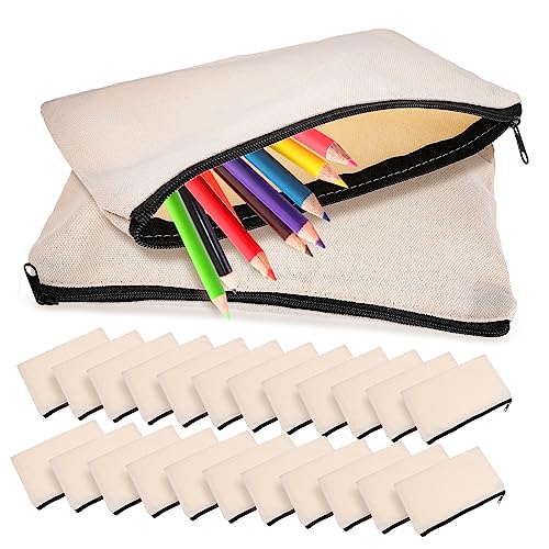 GARIOUANS 25 Stück Tragbare Reißverschluss Taschen Canvas Kleine Kosmetik und Stiftbeutel zur Organisation für Reisen und Alltag von GARIOUANS