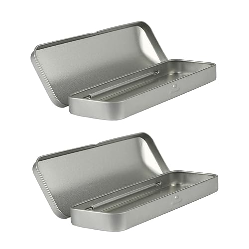 GARIOUANS 2stücke Stiftbox Aus Blech Rechteckige Stiftdose Mit Klappbarem Deckel Multifunktionaler Organizer Für Bleistifte Kugelschreiber Marker Und Farbensets Schule Büro Und Zuhause von GARIOUANS