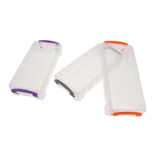 GARIOUANS 3 Stück Teiliges Stapelbares Stifteetui aus Transparentem Kunststoff mit Sicherem Doppelohrenverschluss Rechteckiger Organizer für Kunst und Schulbedarf für Büro Hobby und von GARIOUANS