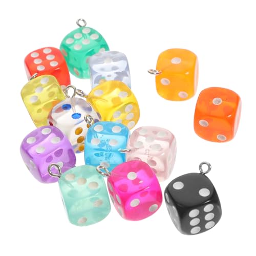 GARIOUANS 30 Stück Teiliges DIY Würfel Anhänger aus Buntem Harz Leichte Schmuckanhänger für Halsketten Schlüsselanhänger Armbänder und DIY Schmuckherstellung Transparente Farbige von GARIOUANS