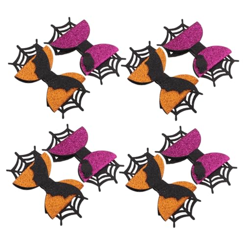 GARIOUANS 4 Paare Halloween Haarschleifen Clips Leichte Haarspangen für Frauen Charmanter Haarschmuck Bat Spinne Motiv Niedliche Haarklammern für Kostüme und Festtagsdekoration von GARIOUANS