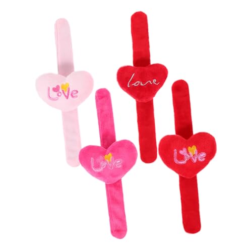 GARIOUANS 4 Stück Herz Pop Armband Herz Thema Slap Wristbands für Valentinstag Party Dekoration Einfach zu Langlebig und Sicher für von GARIOUANS