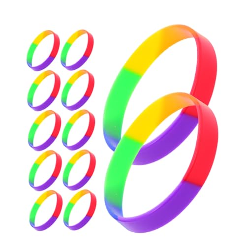 GARIOUANS 42stücke Regenbogen-silikonarmbänder Für Pride-events Bunte Gummiarmbänder Neuartige Armbänder Für Veranstaltungen Festivals Und Sport Lesbienne Regenbogenarmbänder Aus von GARIOUANS