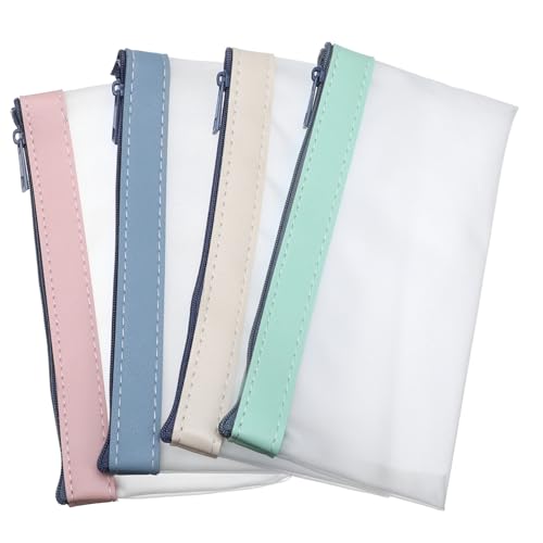 GARIOUANS 4Stücke Reißverschlusstaschen Halbtransparente Stifttaschen Schminkbeutel Münzbeutel für Schreibwaren und Persönliche von GARIOUANS