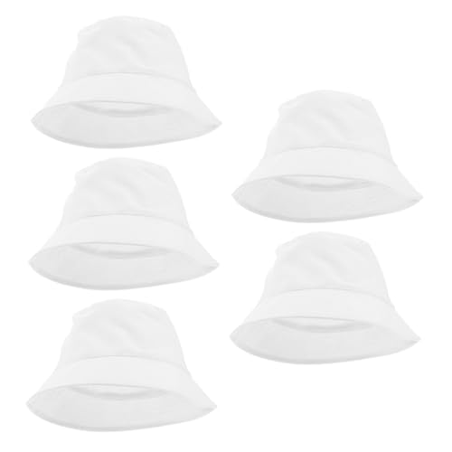 GARIOUANS 5 Stück Fischerhut Für Graffiti-eimerhut Handzeichnung Hut Bucket Hat Kinderkrempe Sonnenhut Im Freien Sun Beach Hut Leerer Baumwollfischerhut Tuch Weiß von GARIOUANS