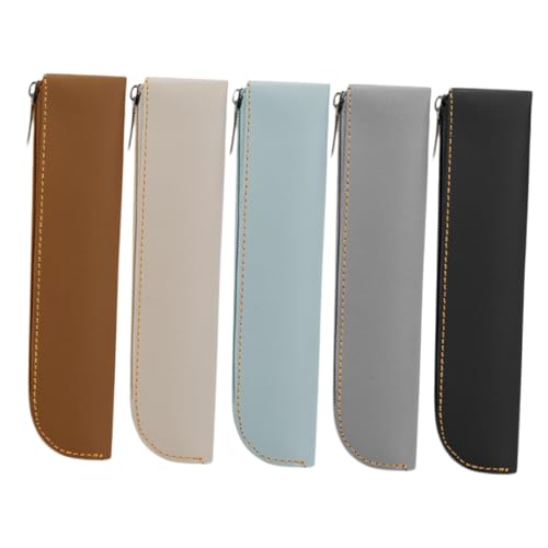 GARIOUANS 5 Stück PU Leder Federmäppchen Großes Kapazitäts Stiftemäppchen mit Reißverschluss Minimalistisches Stifteetui für Teen Mädchen Schule Büro Organizer von GARIOUANS