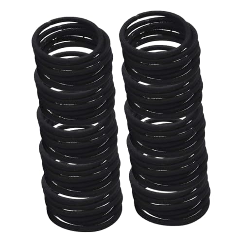 GARIOUANS 50 Stück Elastische Haargummis aus Nylonfreiem Material Metallfreie Pferdeschwanzhalter für Damen und Strapazierfähige Schwarze Haarschleifen für Zöpfe und Sport von GARIOUANS