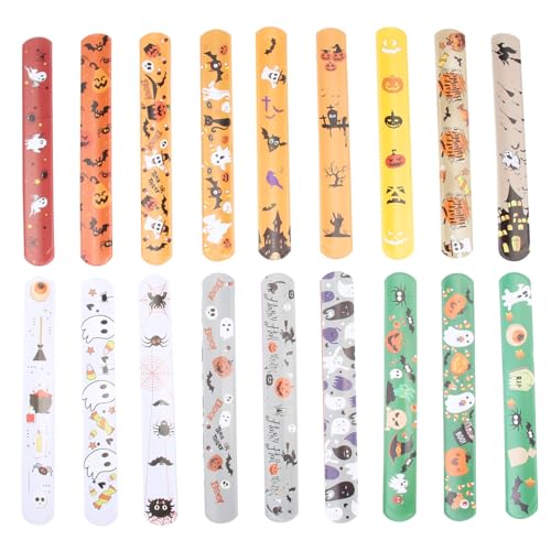 GARIOUANS 50 Stück Halloween Ring Armbänder mit Verschiedenen Motiven Langlebige Party Wristbands Kreative Halloween Deko für Erwachsene und Bequemes Ergonomisches Design für Partys von GARIOUANS
