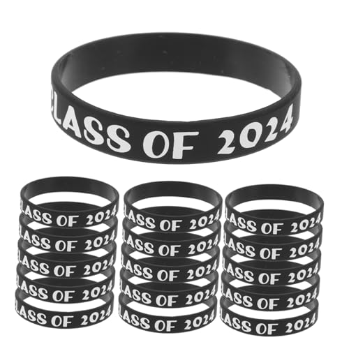 GARIOUANS 50 Stück Klasse von Silikon Armbänder Wiederverwendbare Handgelenkarmbänder für Abschlussfeiern mit Weißem Schriftzug Partyzubehör für Graduierungen und Feiern von GARIOUANS