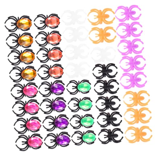 GARIOUANS 50 Stück Kleine Fake Spinnenringe Halloween Große Halloween Ringe Für Themen Spinnenringe Schwarze Damen Mit Juwelen von GARIOUANS