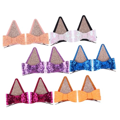 GARIOUANS 6 Paare Bunte Schleifen Haarspangen mit Glitzer Haarklammern für Damen Haarschmuck Clips Langlebig Farbenfroh als für Frauen und Mädchen von GARIOUANS