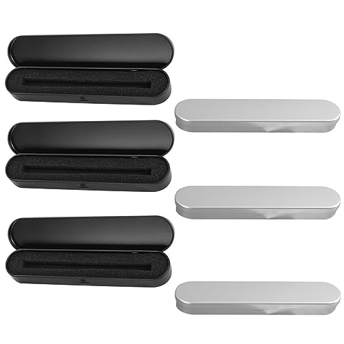 GARIOUANS 6 Stück Metall Federmäppchen Rechteckige Stifteboxen Robustem Material für Schule und Büro Langlebig und Vielseitig Einsetzbar Silber und Schwarz von GARIOUANS