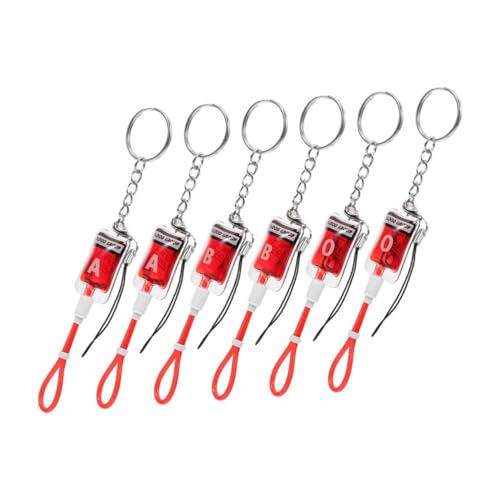 GARIOUANS 6 Stück Teiliges Halloween Schlüsselanhänger mit Blutgruppen Motiven Kreative Party für Halloween Vielseitig als Schlüsselanhänger oder Handyanhänger Verwendbar von GARIOUANS