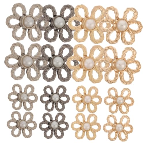 GARIOUANS 8 Paare Hosenbund knöpfe Metall Blumen design Jeans Knopf Ersatz Taillenspanner für Damen Verstellbare Bundknöpfe für Hose in Gold Silber Gunmetal und Standardgold von GARIOUANS