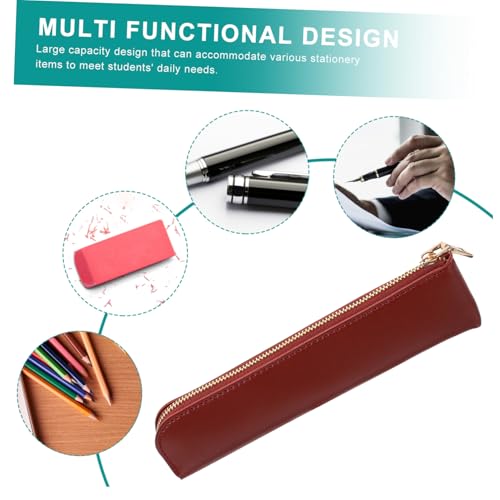 GARIOUANS Großes Federmäppchen aus PU Leder mit Reißverschluss Praktische Stiftetasche in Retro Design Geräumige Robuste Federtasche für Schule Büro und Lehrer Tragbarer Schreibwarenhalter von GARIOUANS