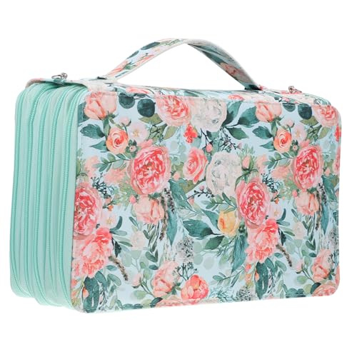 GARIOUANS Großes Federmäppchen mit Griff Strapazierfähiges Langlebiges Stiftetui für Schule und Büro Mehrschicht Aufbewahrungstasche für Buntstifte Aquarell Fasermaler Tragbar für Unterwegs von GARIOUANS