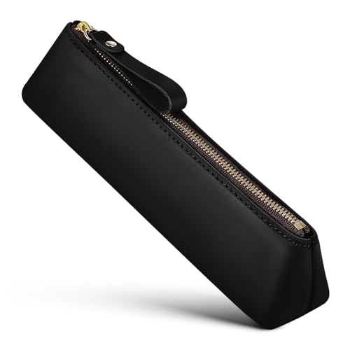 GARIOUANS Handgefertigtes Leder Federmäppchen Kleines Mäppchen mit Reißverschluss Schlankes Stiftetui für Schule und Reise Multifunktionale Kleine Stifttasche für Marker und Schreibwaren von GARIOUANS