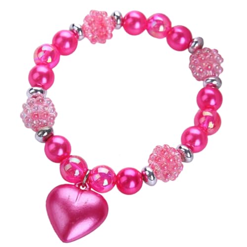 GARIOUANS Kinderarmband mit Perlen und Herzmotiv Elastisches Armband aus Leichtem Farbintensivem Resin für Mädchen Modisches Schmuckstück für Alltag und Kindergeburtstag Bequeme Passform von GARIOUANS