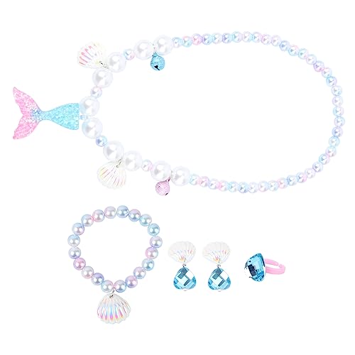 GARIOUANS Meerjungfrau Schmuckset Teilig mit Perlen Halskette Armband für Junge Mädchen Mädchen Bunte Stern Deko Süßes Accessoire Langlebig und Bequem von GARIOUANS