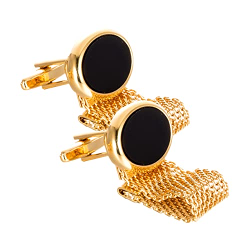 GARIOUANS Metall Manschettenknöpfe 2 Stück Oval mit Kette für Hemden Klassische Knöpfe für Mäntel und Pullover Wiederverwendbar Verarbeitung Dekorative Knöpfe für Handwerk und Accessoires von GARIOUANS