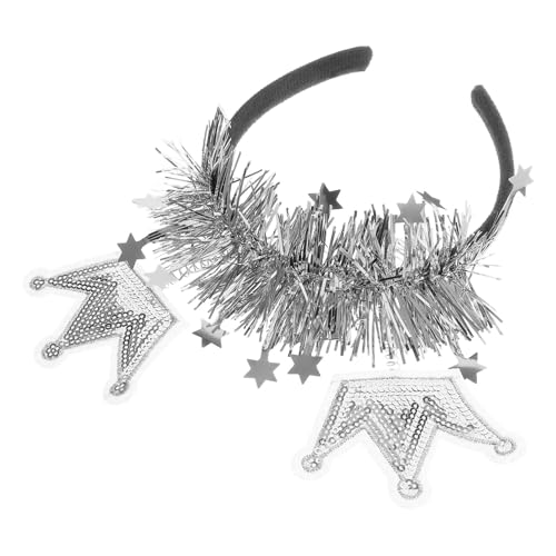 GARIOUANS Neujahrs Haarreif mit funkelnder Krone Party Haarschmuck für Damen Geburtstag Silbern Gold Festliche Kopfbedeckung für Veranstaltung und Tanz von GARIOUANS