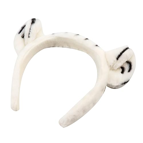 GARIOUANS Niedriges Gewicht Weiches Plüsch Tigerohren Haarreif für Erwachsene Niedliches Cartoon Stirnband Attraktives Weißes Tierkopf Haaraccessoire für Festliche Anlässe von GARIOUANS
