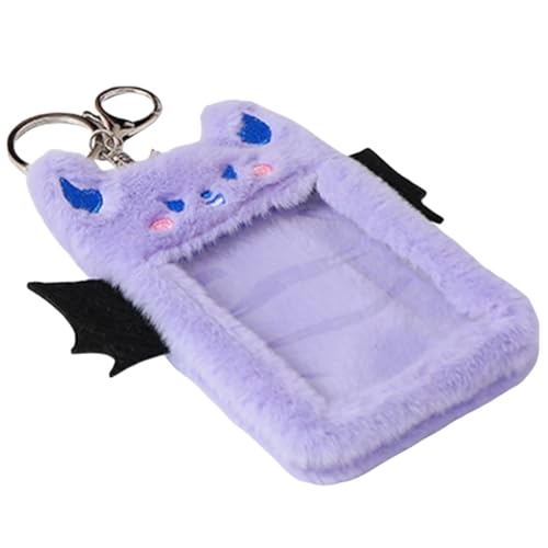 GARIOUANS Plüsch Kartenhalter mit Ausweishülle Kartenetui mit Teufelsflügel Motiv Schlüsselanhänger und Postkartenhülle Weicher Ausweisschutz für Schüler und Studenten Sichtbare Schutzhülle von GARIOUANS