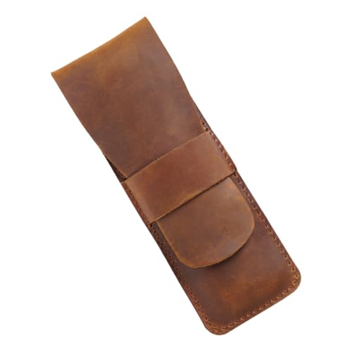 GARIOUANS Retro Leder Federmäppchen Vintage Stiftetui aus Rindsleder Stifte Organizer Schreibwaren Aufbewahrungstasche für Büro und Schule von GARIOUANS