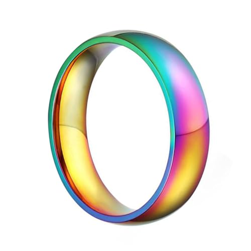 GARIOUANS Titanstahl Regenbogenring Damen Schmuck Bunter Glanzring Modischer Farbiger Ring Frauen Trendige Accessoires von GARIOUANS