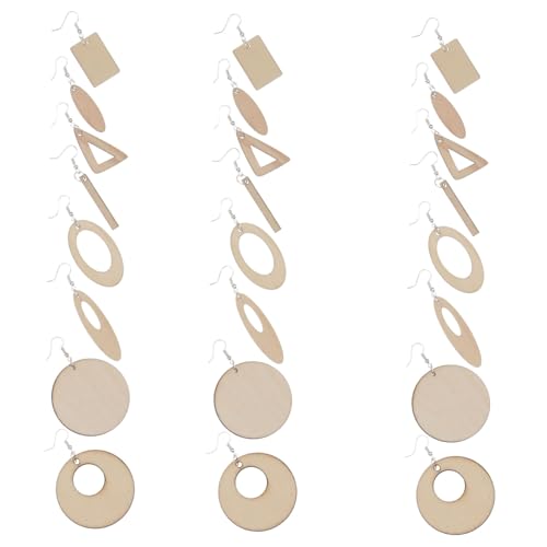 GARIOUANS Unlackierte Holzohrringe Teilig Holzanhänger für DIY Schmuck Basteln Verschiedene Formen Holz Ohrhänger Anhänger für Personalisierte Geschenke von GARIOUANS