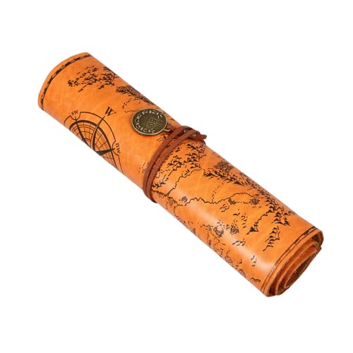 GARIOUANS Vintage Federmäppchen Roll up aus Robustem Canvas und Leder Großes Federtasche Mäppchen mit Viel Stauraum Leichtes und Tragbares Stiftemäppchen für Faserstifte Buntstifte und von GARIOUANS