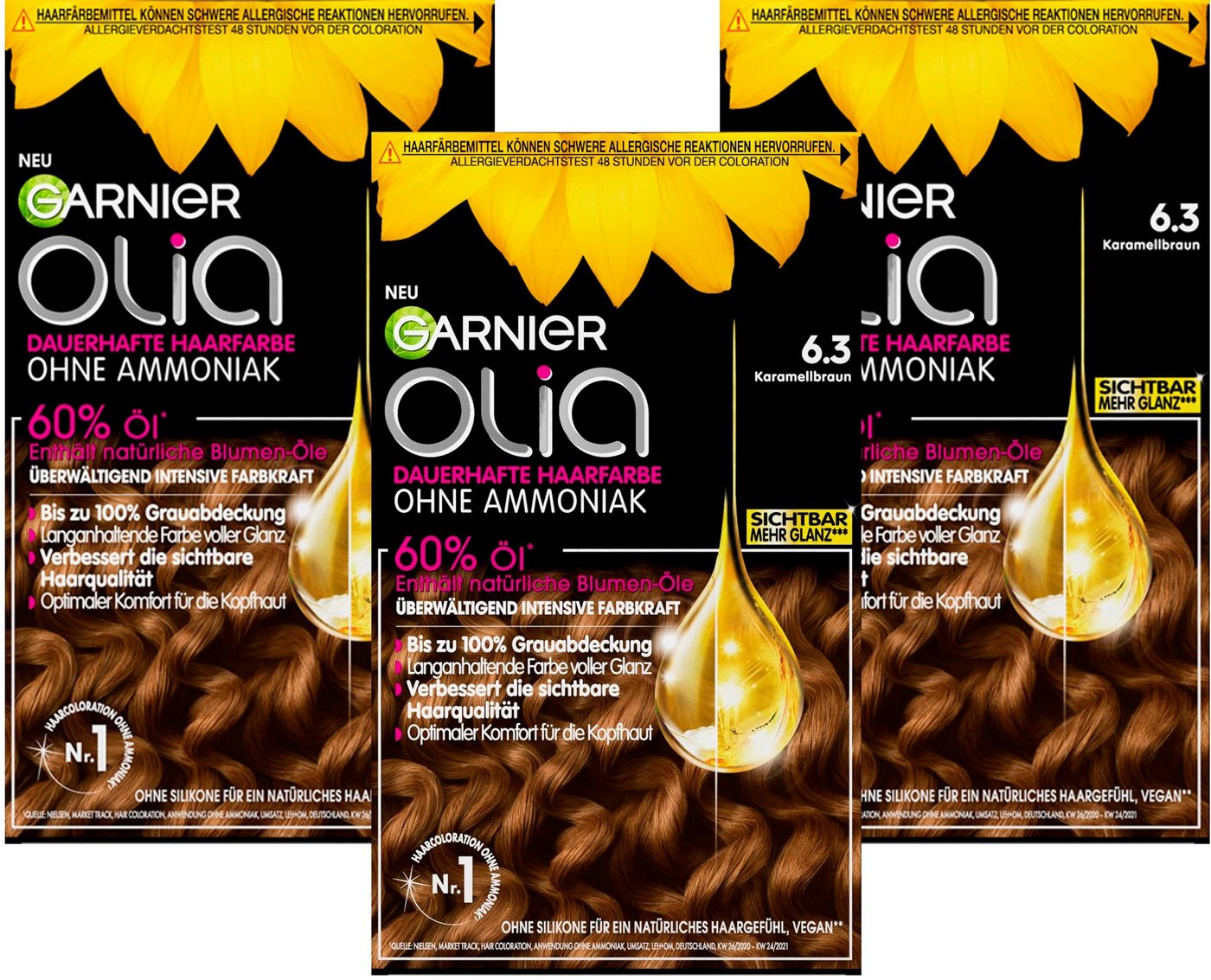 GARNIER Blondierpulver Garnier Olia dauerhafte Haarfarbe, Set, 3-tlg., mit pflegender Formel von GARNIER