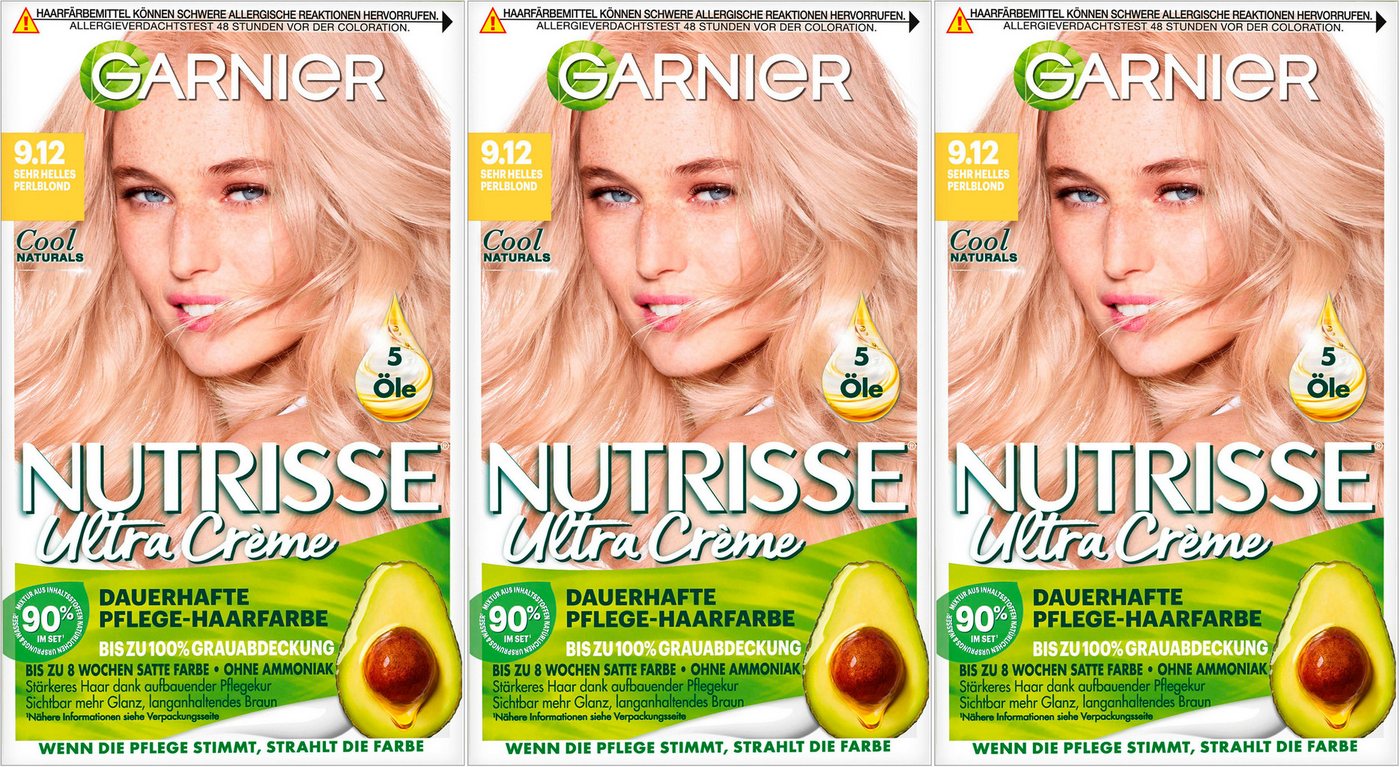 GARNIER Coloration Garnier Nutrisse Ultra Crème, Packung, 3-tlg., mit pflegender Formel von GARNIER
