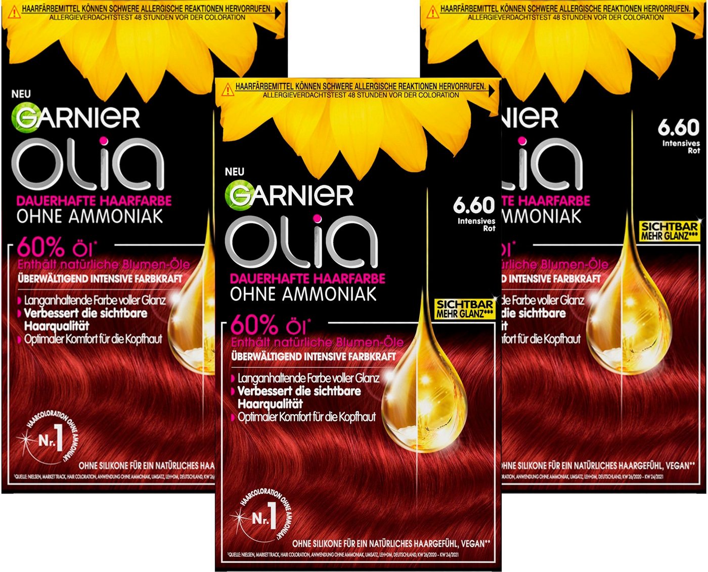 GARNIER Coloration Garnier Olia dauerhafte Haarfarbe, Set, 3-tlg., mit pflegender Formel von GARNIER