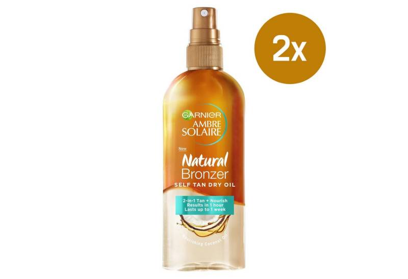 GARNIER Selbstbräunungsöl Ambre Solaire Natural Bronzer 2in1 Self Tan Oil Coconut 150 ml, 2er Pack von GARNIER