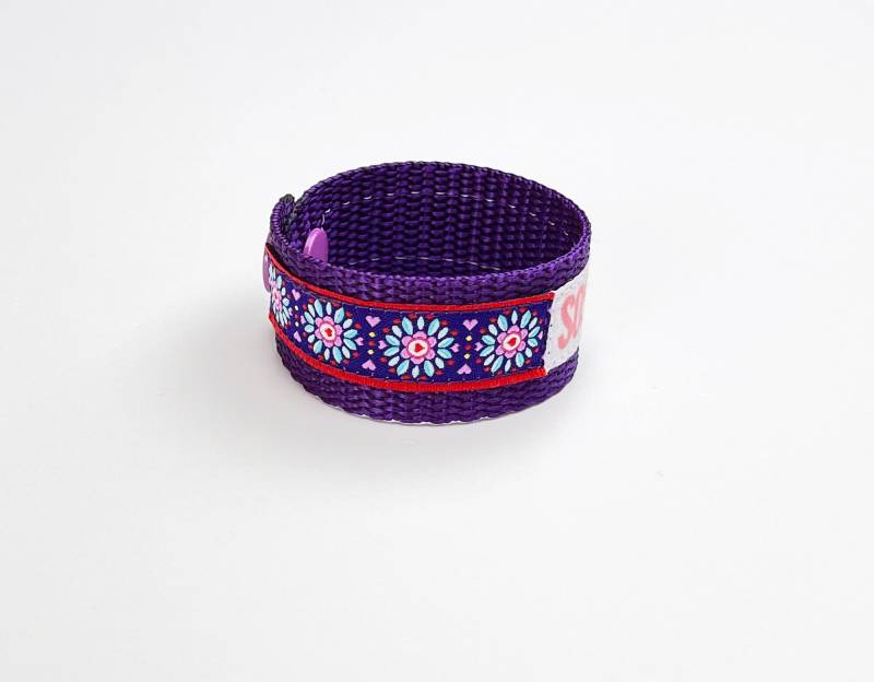 Sos Armband Elternfinder Blumen Lila/Telefonnummerarmband Id Notfallarmband Für Kinder Flieder Wasserfest Mitwachsend von GARNichtschlecht