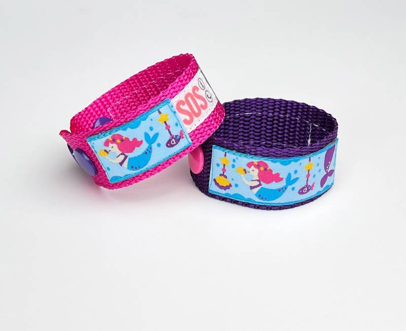 Sos Armband Elternfinder Meerjungfrau/Telefonnummerarmband Id Notfallarmband Für Kinder Lila Pink Wasserfest Mitwachsend von GARNichtschlecht